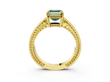 Yellow gold Fancy Green Asscher  Cut Milgrain Channel Set Engagement Ring with Solitaire Prong Setting_20