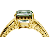 Yellow gold Fancy Green Asscher  Cut Milgrain Channel Set Engagement Ring with Solitaire Prong Setting_21
