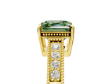Yellow gold Fancy Green Asscher  Cut Milgrain Channel Set Engagement Ring with Solitaire Prong Setting_22