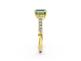 Yellow gold Fancy Green Asscher  Cut Pavé Band Solitaire Ring with Four-Prong Setting_2