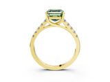 Yellow gold Fancy Green Asscher  Cut Pavé Band Solitaire Ring with Four-Prong Setting_3