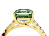 Yellow gold Fancy Green Asscher  Cut Pavé Band Solitaire Ring with Four-Prong Setting_4