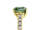 Yellow gold Fancy Green Asscher  Cut Pavé Band Solitaire Ring with Four-Prong Setting_5