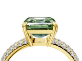 Yellow gold Fancy Green Asscher  Cut Pave Diamond Engagement Ring with Channel Set Band and Four-Prong Setting_4