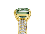 Yellow gold Fancy Green Asscher  Cut Pave Diamond Engagement Ring with Channel Set Band and Four-Prong Setting_5