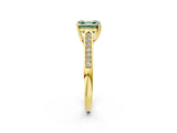 Yellow gold Fancy Green Asscher Cut Solitaire Cathedral Diamond Engagement Ring with Channel-Set Band and Four-Prong Setting_5