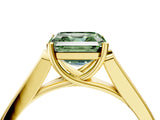 Yellow gold Fancy Green Asscher Cut Solitaire Cathedral Diamond Engagement Ring with Channel-Set Band and Four-Prong Setting_7