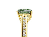 Yellow gold Fancy Green Asscher Cut Solitaire Cathedral Diamond Engagement Ring with Channel-Set Band and Four-Prong Setting_8