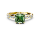 Yellow gold Fancy Green Asscher Cut Solitaire Diamond Engagement Ring with Pavé Band and Six-Prong Setting_24