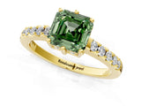 Yellow gold Fancy Green Asscher Cut Solitaire Diamond Engagement Ring with Pavé Band and Six-Prong Setting_25