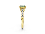 Yellow gold Fancy Green Asscher Cut Solitaire Diamond Engagement Ring with Pavé Band and Six-Prong Setting_26