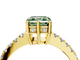 Yellow gold Fancy Green Asscher Cut Solitaire Diamond Engagement Ring with Pavé Band and Six-Prong Setting_28