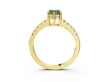 Yellow gold Fancy Green Asscher Cut Solitaire Diamond Engagement Ring with Pavé Band and Six-Prong Setting_3