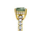 Yellow gold Fancy Green Asscher Cut Solitaire Diamond Engagement Ring with Pavé Band and Six-Prong Setting_5