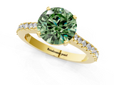 Yellow gold Fancy Green Asscher  Cut Solitaire Diamond Engagement Ring with Pave Band and Four-Prong Setting_1