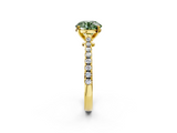 Yellow gold Fancy Green Asscher  Cut Solitaire Diamond Engagement Ring with Pave Band and Four-Prong Setting_2