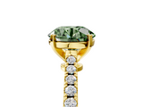 Yellow gold Fancy Green Asscher  Cut Solitaire Diamond Engagement Ring with Pave Band and Four-Prong Setting_5