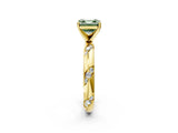Yellow gold Fancy Green Asscher Cut Solitaire Diamond Engagement Ring with Twisted Pave Band and Four-Prong Setting_5