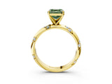 Yellow gold Fancy Green Asscher Cut Solitaire Diamond Engagement Ring with Twisted Pave Band and Four-Prong Setting_6