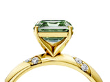 Yellow gold Fancy Green Asscher Cut Solitaire Diamond Engagement Ring with Twisted Pave Band and Four-Prong Setting_7