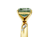 Yellow gold Fancy Green Asscher Cut Solitaire Diamond Engagement Ring with Twisted Pave Band and Four-Prong Setting_8