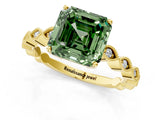 Yellow gold Fancy Green Asscher Cut Solitaire Diamond Ring with Infinity Twist Band and Four-Prong Setting_1