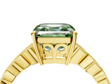 Yellow gold Fancy Green Asscher Cut Solitaire Diamond Ring with Infinity Twist Band and Four-Prong Setting_4