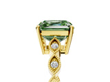 Yellow gold Fancy Green Asscher Cut Solitaire Diamond Ring with Infinity Twist Band and Four-Prong Setting_5