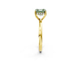 Yellow gold Fancy Green Asscher Cut Solitaire Diamond Ring with Prong Setting and Plain Band_2