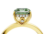 Yellow gold Fancy Green Asscher Cut Solitaire Diamond Ring with Prong Setting and Plain Band_4