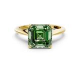 Yellow gold Fancy Green Asscher Cut Solitaire Diamond Ring with Six-Prong Setting and Classic Band_12