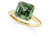 Yellow gold Fancy Green Asscher Cut Solitaire Diamond Ring with Six-Prong Setting and Classic Band_13