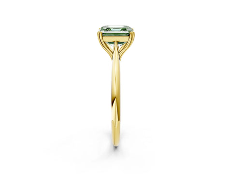 Yellow gold Fancy Green Asscher Cut Solitaire Diamond Ring with Six-Prong Setting and Classic Band_2