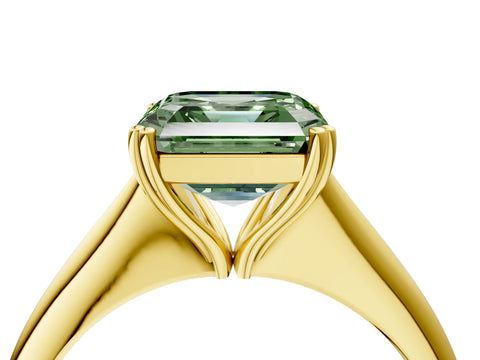 Yellow gold Fancy Green Asscher Cut Solitaire Diamond Ring with Six-Prong Setting and Classic Band_4