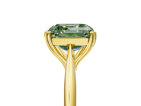 Yellow gold Fancy Green Asscher Cut Solitaire Diamond Ring with Six-Prong Setting and Classic Band_5