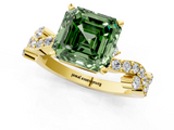 Yellow gold Fancy Green Asscher  Cut Solitaire Diamond Twisted Band with Pave Setting_18