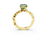 Yellow gold Fancy Green Asscher  Cut Solitaire Diamond Twisted Band with Pave Setting_20