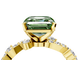 Yellow gold Fancy Green Asscher  Cut Solitaire Diamond Twisted Band with Pave Setting_21