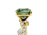Yellow gold Fancy Green Asscher  Cut Solitaire Diamond Twisted Band with Pave Setting_22