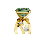 Yellow gold Fancy Green Asscher  Cut Solitaire Diamond with Side Stones on Criss-Cross Band and Four-Prong Setting_5