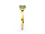 Yellow gold Fancy Green Asscher  Cut Solitaire Engagement Ring with Flat Band and Four-Prong Setting 3