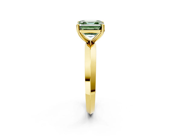 Yellow Gold Asscher Cut Knife-Edge Solitaire Engagement Ring Setting for Fancy Green Center