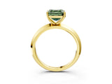 Yellow gold Fancy Green Asscher  Cut Solitaire Engagement Ring with Flat Band and Four-Prong Setting 4