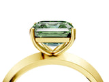 Yellow gold Fancy Green Asscher  Cut Solitaire Engagement Ring with Flat Band and Four-Prong Setting 5