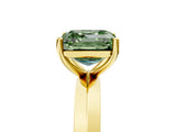Yellow gold Fancy Green Asscher  Cut Solitaire Engagement Ring with Flat Band and Four-Prong Setting