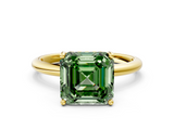 Yellow gold Fancy Green Asscher  Cut Solitaire Engagement Ring with Four-Prong Setting and Classic Band_17