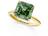 Yellow gold Fancy Green Asscher  Cut Solitaire Engagement Ring with Four-Prong Setting and Classic Band_18