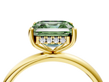 Yellow gold Fancy Green Asscher  Cut Solitaire Engagement Ring with Four-Prong Setting and Classic Band_21