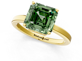 Yellow gold Fancy Green Asscher  Cut Solitaire Engagement Ring with Four-Prong Setting on a Classic Band_1