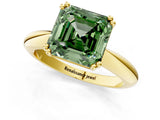 Yellow gold Fancy Green Asscher  Cut Solitaire Engagement Ring with Tapered Band and Four-Prong Setting 1